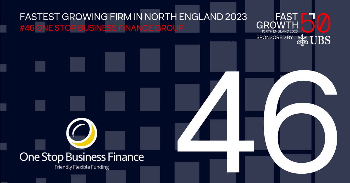 One Stop Business Finance named as the 46th Fastest Growing Company on the North of England’s 2023 Fast Growth 50 index